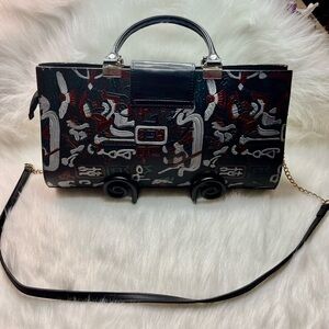 Newmode collection black and red vintage crossbody purse